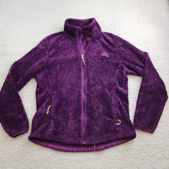North Face Full Zip Sweatshirt Jacket L Purple Sherpa Pockets Soft Girl Sporty - Picture 1 of 11